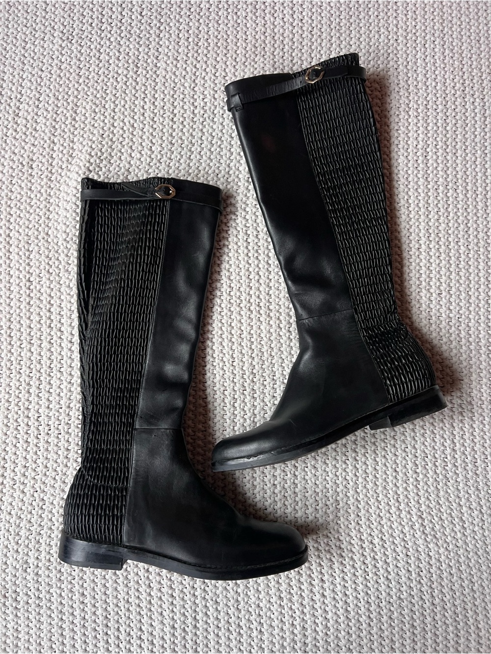Cole Haan Grand.os Lexi Tall Boot Stretch Leather Riding Knee High Chic Size 8.5